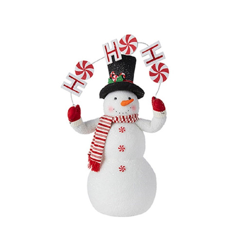 Raz Imports 24" Peppermint Snowman with Ho Ho Ho Sign (4216313B)