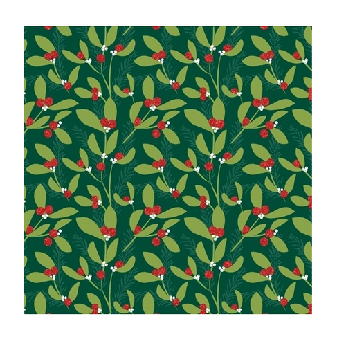 Caspari Gift Wrap, Gilded Holly - Gold (96700RCF)