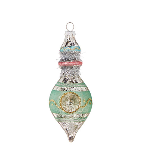 Raz Imports 6" Vintage Ornament, Green, 2 Section (4124614A)