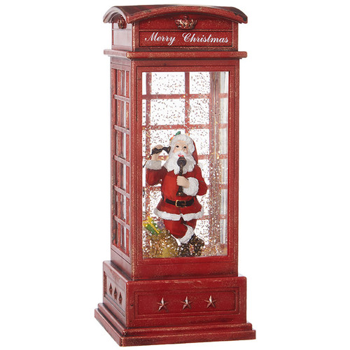 Raz Imports Musical Lighted Water Lantern, Santa in Phone Booth (3800789)