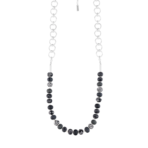Jilzarah Necklace Black & White, Midnight Palm (541-077)