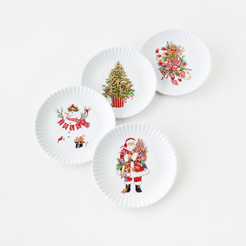 One Hundred 80 Degrees,  9" Melamine Plates, Christmas Pattern, Set of 4 (ME0448)
