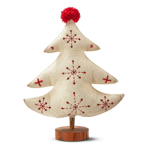 TAG Embroidered Wool Felt Tree, Small - White (G15577)
