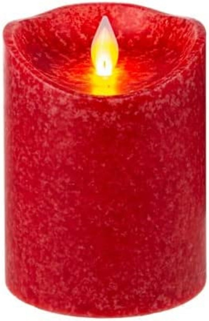Ganz LED Wax Pillar Candle, Mottled Red - 3x4" (ARG1348)
