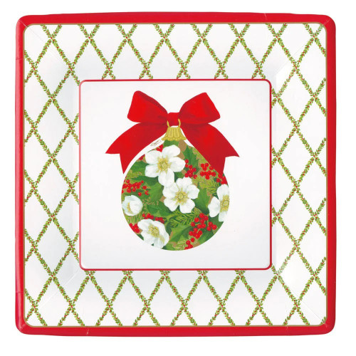 Caspari Square Paper Dinner Plates, Ornament and Trellis - 2 Packs (17210DP)