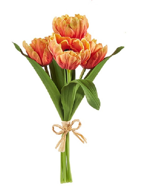 Raz Imports, 15" Real Touch Parrot Tulip Bundle - Orange (F4302054B)