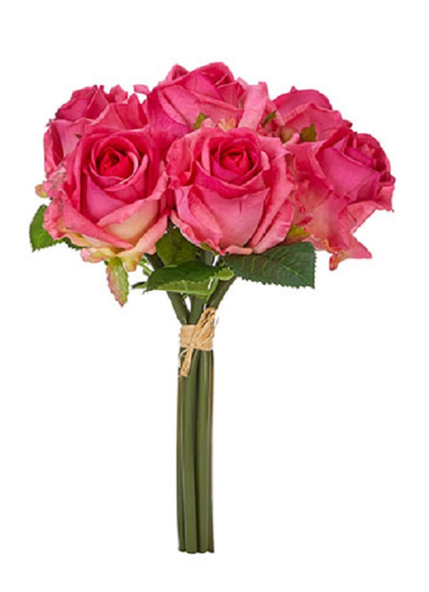 Raz Imports, 12" Real Touch Rose Bundle - Hot Pink (F4022622A)