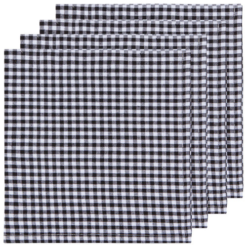 Now Designs Second Spin Napkins, Black Gingham - Set of 4 (1046016)