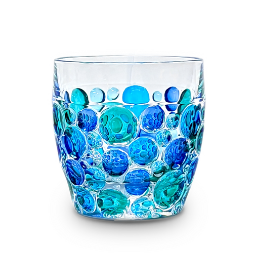 Gage 12oz Double Old Fashioned Whiskey Glass, Kaleidoscope - Blue/Green