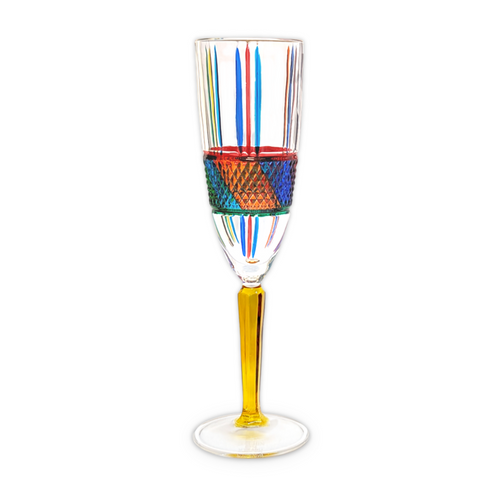 Gage 8oz Champagne Flute, Art Deco - Yellow Stem (VA583M-YELLOW)