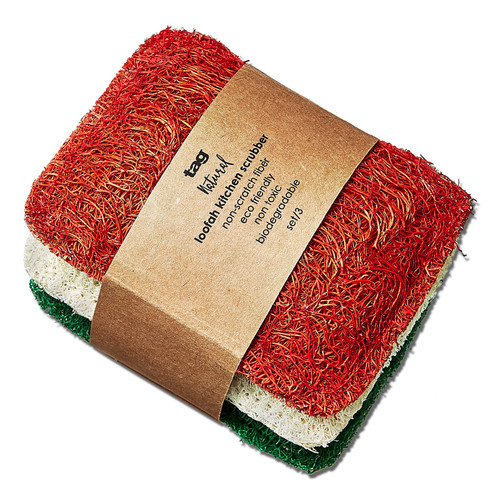 TAG Scrubber, Natural Loofah - Set of 3 (G15955)
