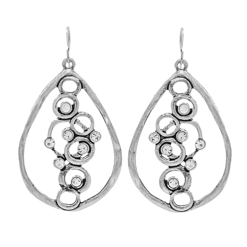 Rain Dangle Earrings, Curlicue Teardrop - Silver (E3811S)