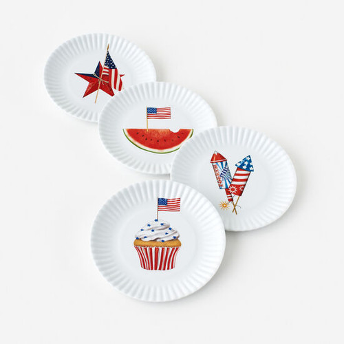 One Hundred 80 Degrees 6" American Holiday "Paper" Plates, Set of 4 (ME0586)
