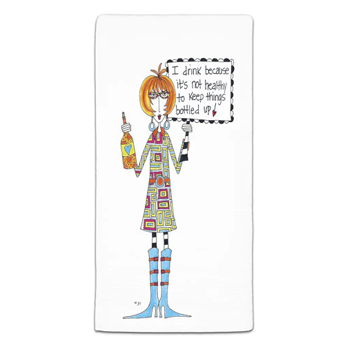 CJ Bella Dishtowel, I Drink Because (DM3-108-0074)