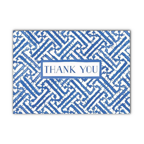 Caspari Thank You Notes, Fretwork in Blue - Pack of 8 (91607.44)