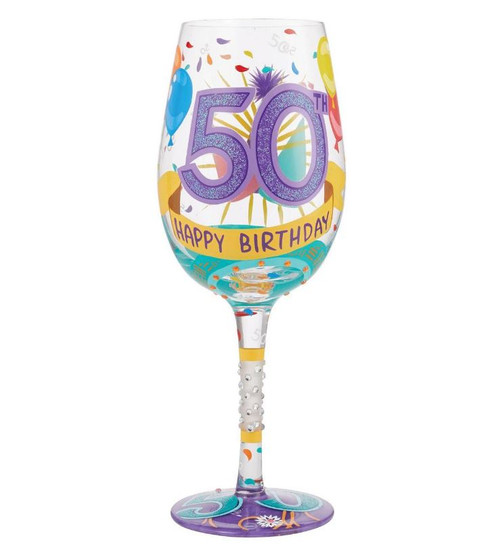 Enesco Lolita Wine Glass, Happy 50th Birthday (6010652)