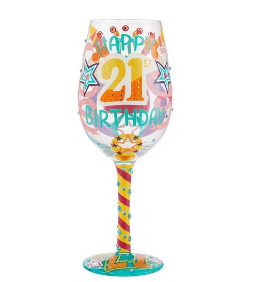 Enesco Lolita Wine Glass, Happy 21st Birthday (6010248)