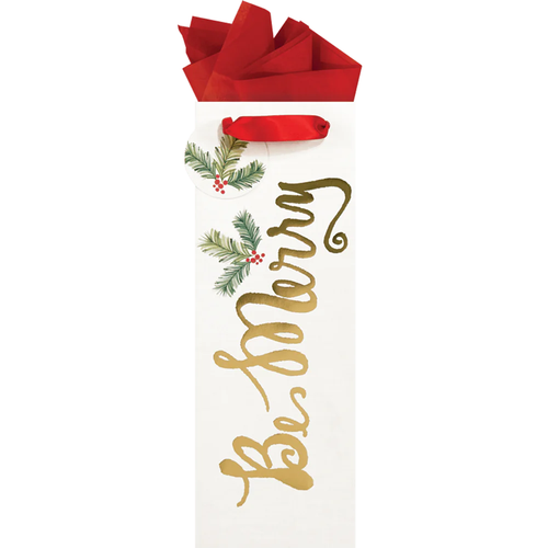 The Gift Wrap Company Bottle Bag, Be Merry (3503-05)