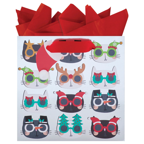 The Gift Wrap Company Truffle Gift Bag, Catty for Christmas (4768-41)