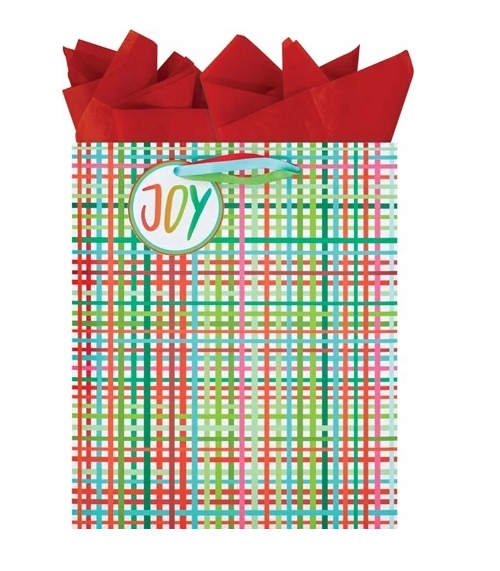 The Gift Wrap Company Medium Gift Bag, Festive Grid (4774-02)