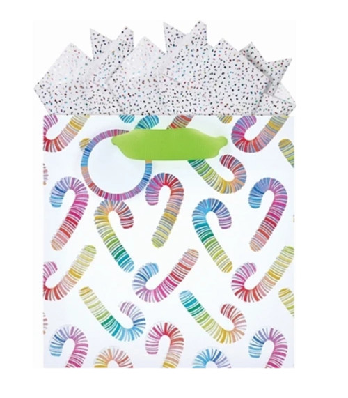 The Gift Wrap Company Small Truffle Gift Bag, Rainbow Canes (4775-41)