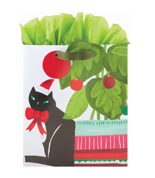 The Gift Wrap Company Medium GoGo Gift Bag, Holiday Kitty (4820-02)