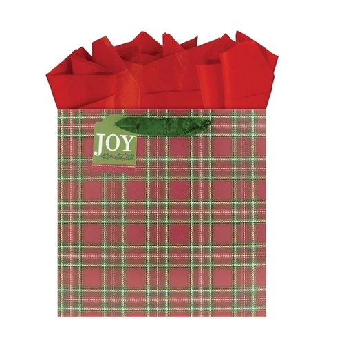 The Gift Wrap Company Medium Square Gift Bag, Timeless Tartan (4924-27)