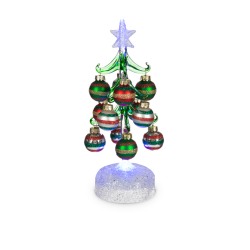 Ganz Light-Up Christmas Tree, Striped Ornaments (EX21507B)