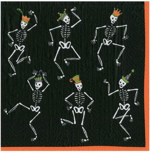 Caspari Paper Luncheon Napkins, Dancing Skeletons - 2 Packs (16270L)