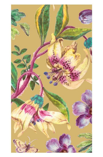 Caspari Paper Guest Towel Napkins, Gold Porcelain Blooms, 2 Pack (17761G)