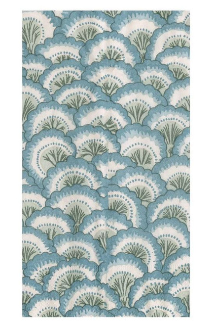 Caspari Paper Guest Towel Napkins, Blue Pontchartrain Scallop, 2 Pack (17791G)