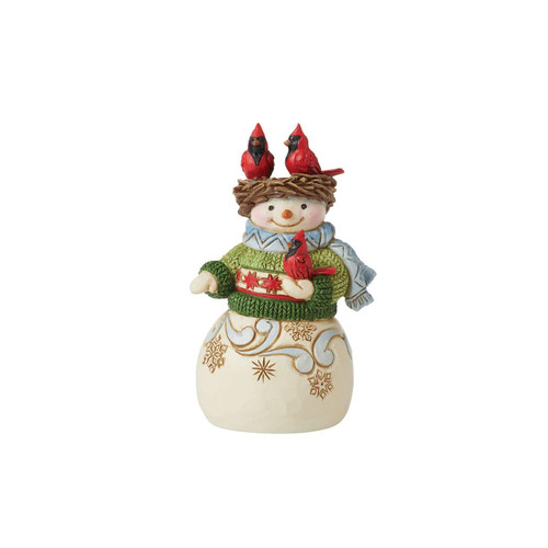 Enesco Jim Shore, Heartwood Creek - Mini Snowman With Nest On Head (6012957)