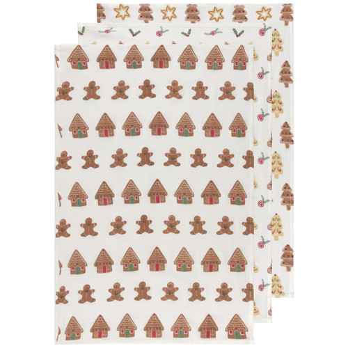 Now Designs Floursack Dishtowels, Christmas Cookies - Set of 3 (2221020)