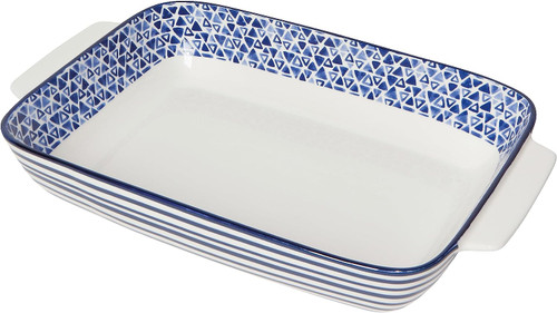 Now Designs Baking Dish,  Indigo Triangles (NBW1394D)