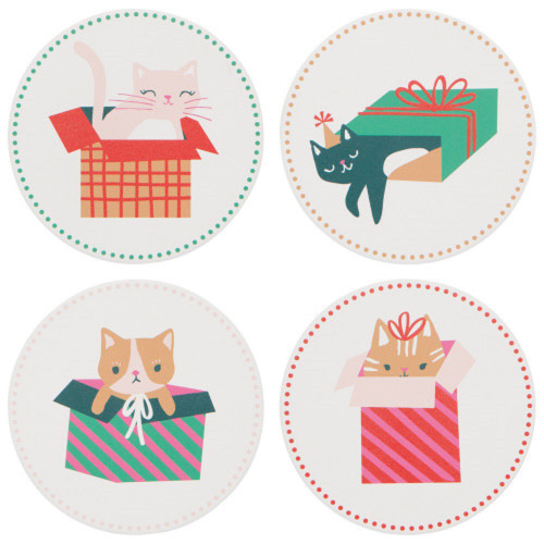 Now Designs Soak Up Coaster, Let It Meow - Set of 4 (JCO1462D)