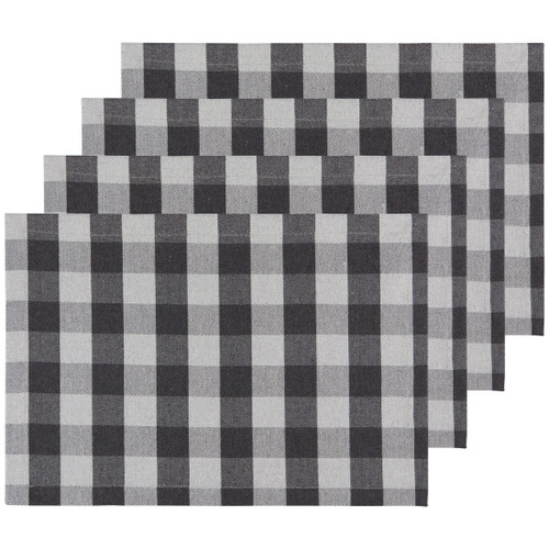 Now Designs Second Spin Placemats, Buffalo Check (Charcoal) - Set of 4 (1047015)