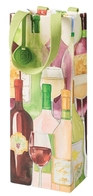 Caspari Wine & Bottle Gift Bag, Wine Bottles (10046B4)