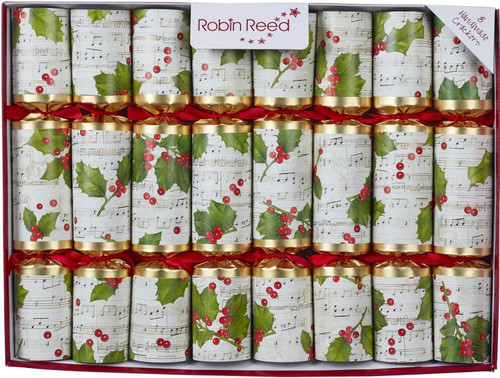 Robin Reed 10" Christmas Crackers, Concerto Holly - Box of 8 (52311)