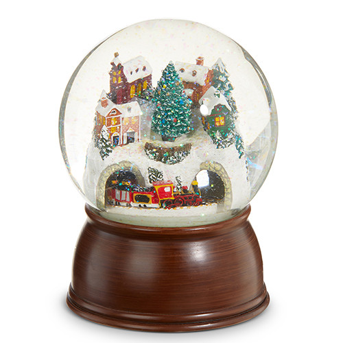 RAZ Imports Musical Water Globe, House and Train - 6.5" (3752970)