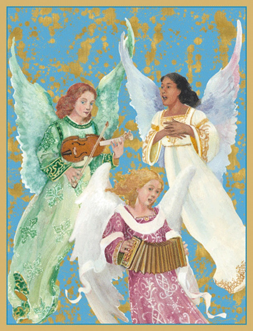 Caspari Trio Of Singing Angels Boxed Christmas Cards - 16 Cards & 16 Envelopes (103203)