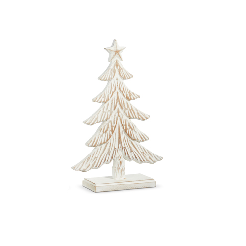Raz Imports Carved Wood Figure, Whitewash Trees - 17.5" (4154222LG)