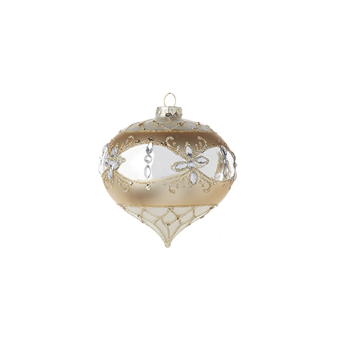 Raz Imports Ornament, Gold Patterned - Onion Shape (4222838B)