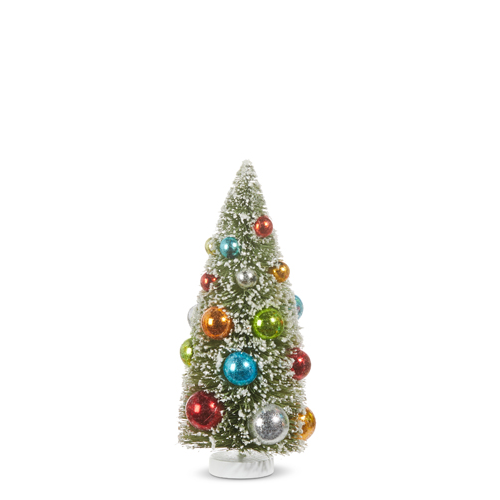 Raz Imports Bottle Brush Tree, Snowy with Ornament - 9.25" (4316153MD)