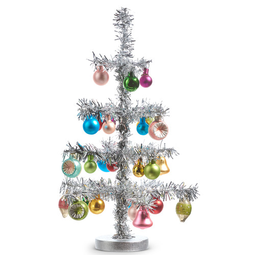 Raz Imports Tinsel Tree, Vintage with Ornaments (4319198)