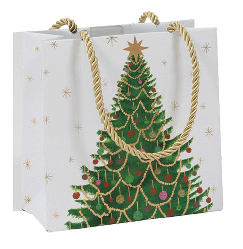Caspari Small Square Gift Bag, Merry And Bright (10062B1.5)