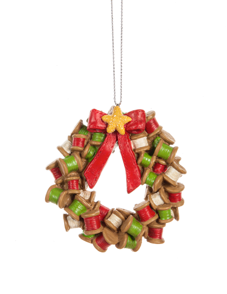 Ganz Ornament, Thread Spool Wreath (MX187169B)