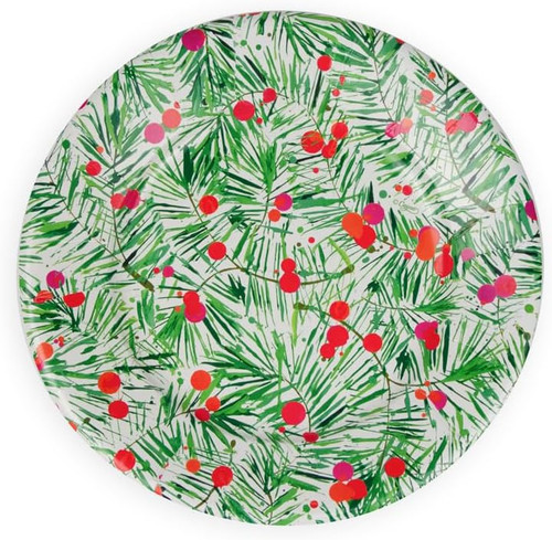 Caspari Round Paper Salad/Dessert Plates, Modern Pine - 2 Packs (17630SP)