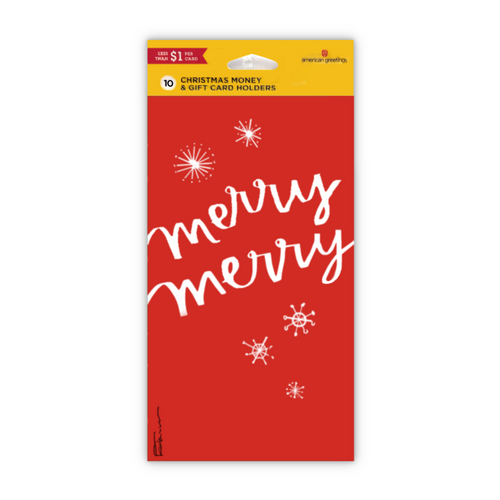 Papyrus Christmas Money & Gift Card Holders, Merry Merry on Red - Pack of 10 (6645575)
