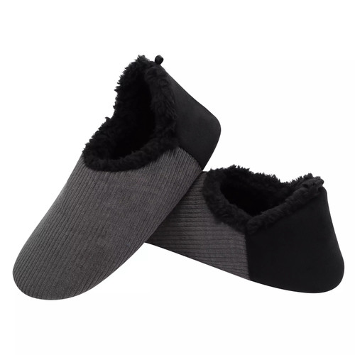 Snoozies Men's Corduroy Slippers, Gray - Medium (MCBC-GREY)