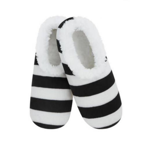 Snoozies Women's Slippers, Black Stripes - Small (WPNN-BSTRIPE)